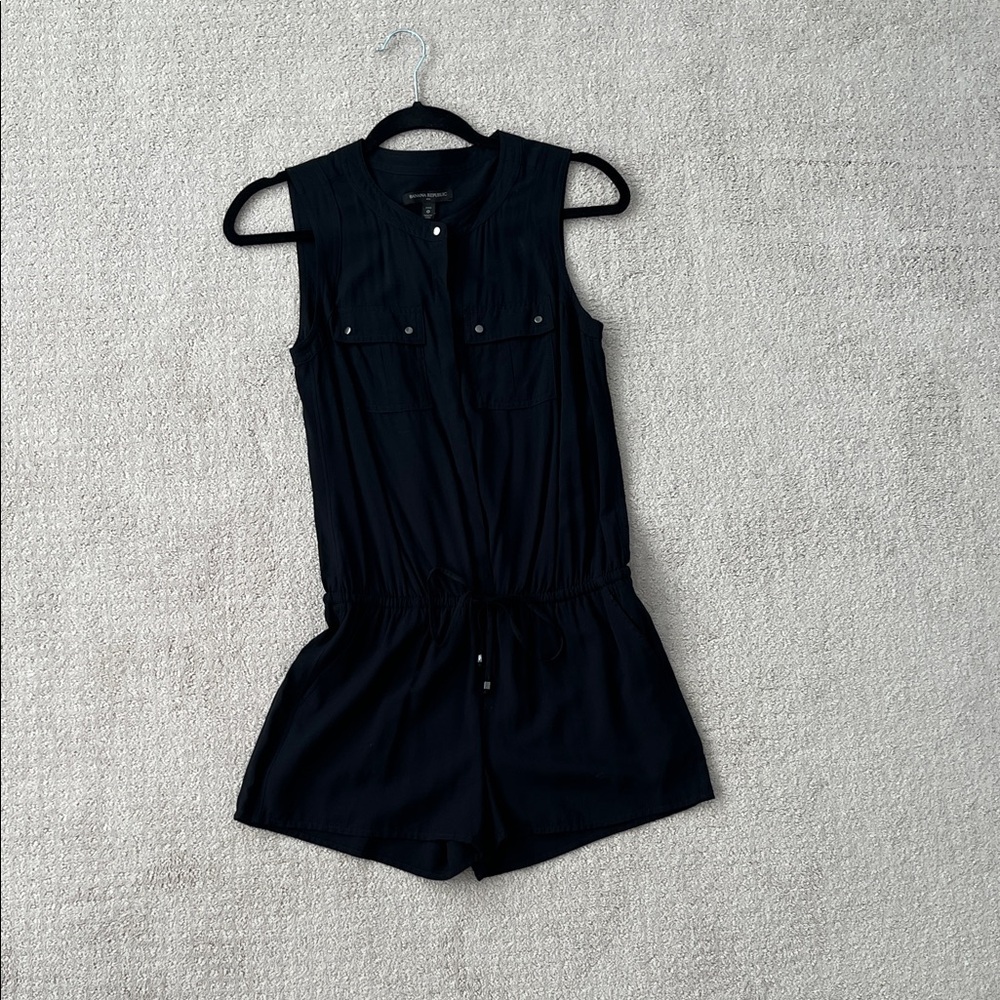 Banana Republic Black Petite Sleeveless Romper
